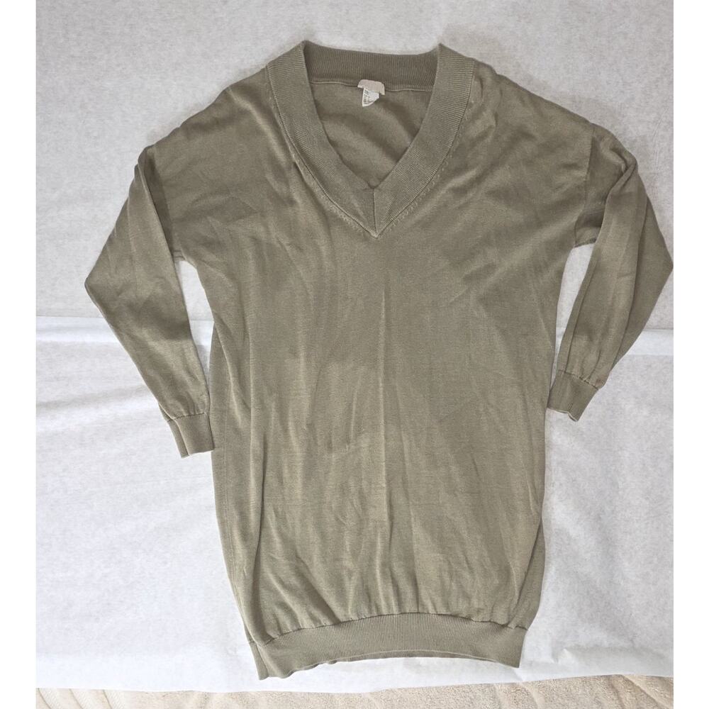 H&M Sweater Women Olive Green V Neck Neutral Casual